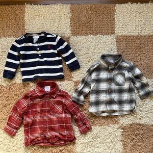 Bundle of 3 Baby Boy Tops – Ralph Lauren & Little Co – 9–12 Months